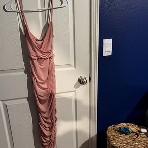 SHEIN Elegant Backless Ruched Dress in Blush